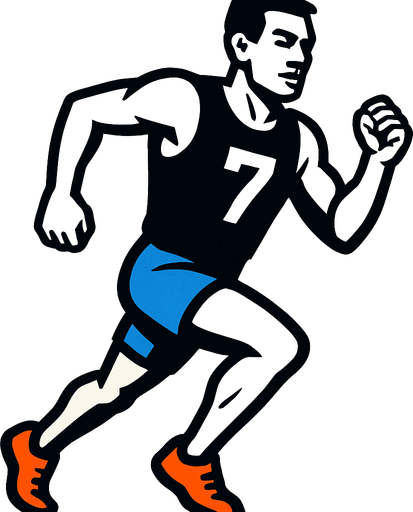 runner with a black shirt with number 7.
In-Game asset.  2d.  High contrast.  No shadows