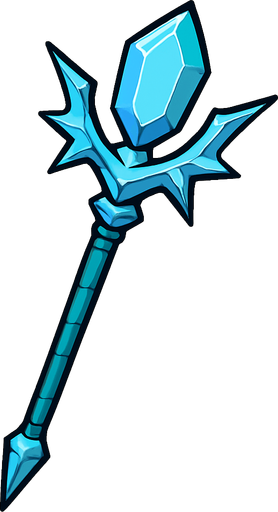 Ice staff.
In-Game asset.  2d.  High contrast.  No shadows