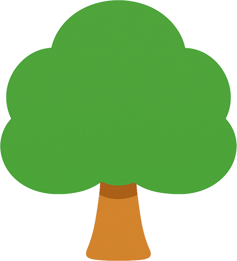 a single simple kawaii tree without outlines and no face, for a non-distracting game background.
In-Game asset.  2d.  High contrast.  No shadows