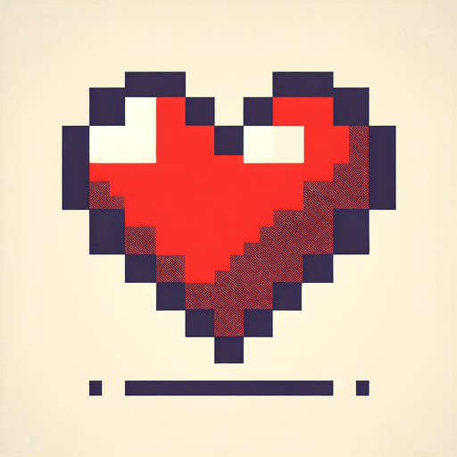 Heart icon 
Retro game.
Single Game Texture. In-Game asset. 2d. Blank background. High contrast. No shadows.