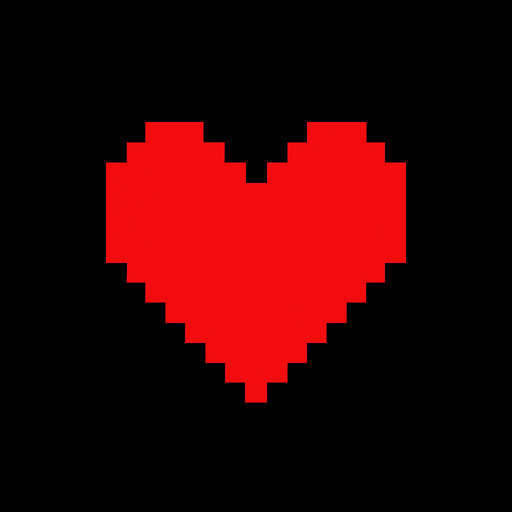 un corazon pixeleado al estilo de DELTARUNE u Undertale.
In-Game asset.  2d.  High contrast.  No shadows