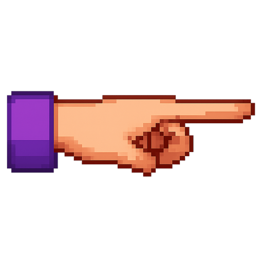 hand 2d pixel art high quality. No background. Transparent background. purple clothes  girl hand Blank  background. No shadows. 2d. In-Game asset. flat