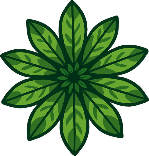 top view of plant looking upwards.
In-Game asset.  2d.  High contrast.  No shadows