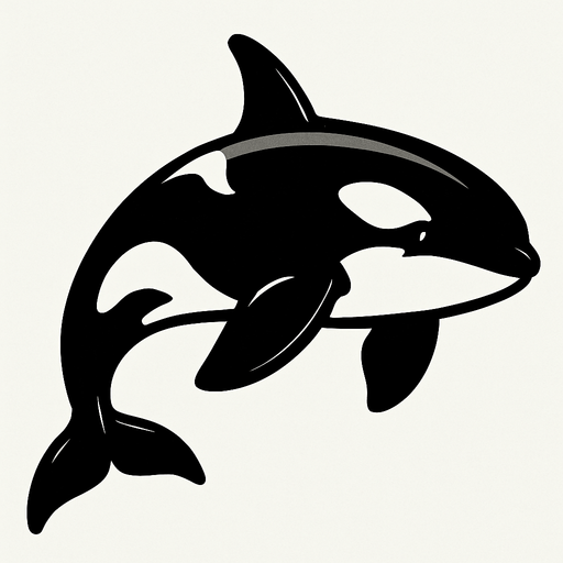 A big Black and White Orca.
In-Game asset.  2d.  High contrast.  No shadows