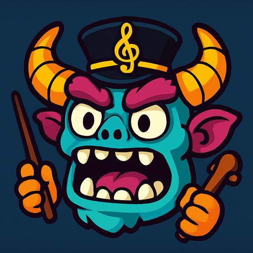 Music maestro monster head . 3d..
In-Game asset.  High contrast.  No shadows