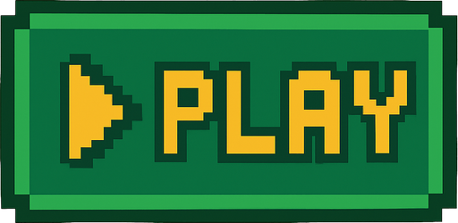 This is a play button. No background. Writing the  Play But pixel art style Transparent background. Blank background. No shadows. 2d. In-Game asset. flat make it more animation style