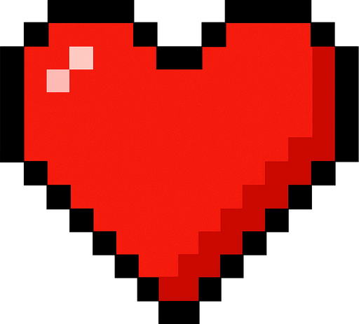 Piksel kalp.
In-Game asset.  2d.  High contrast.  No shadows