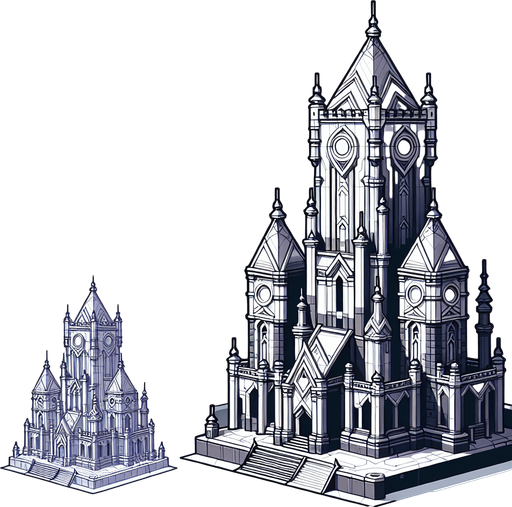 Tower.
Single Game Texture.  In-Game asset.  2d.  Blank background.  High contrast.  No shadows