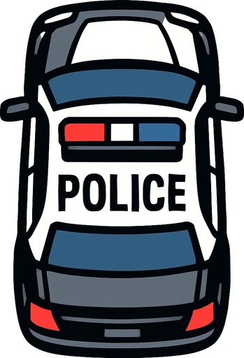 police car top view.
In-Game asset.  2d.  High contrast.  No shadows