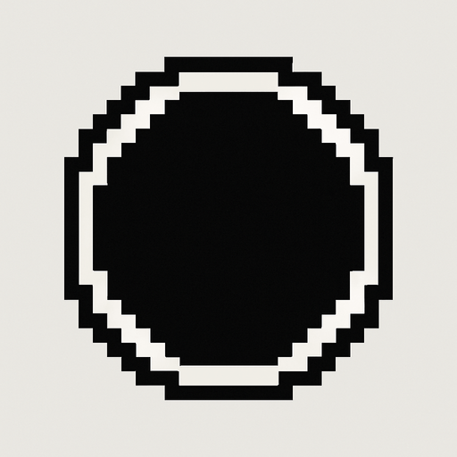 pixel art range circle, white border, filled with black
In-Game asset.  2d.  High contrast.  No shadows