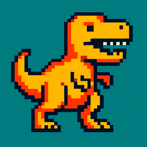 T rex 8bit.
In-Game asset.  2d.  High contrast.  No shadows
