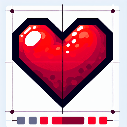 A red heart. simple..
Single Game Texture. In-Game asset. 2d. Blank background. High contrast. No shadows.