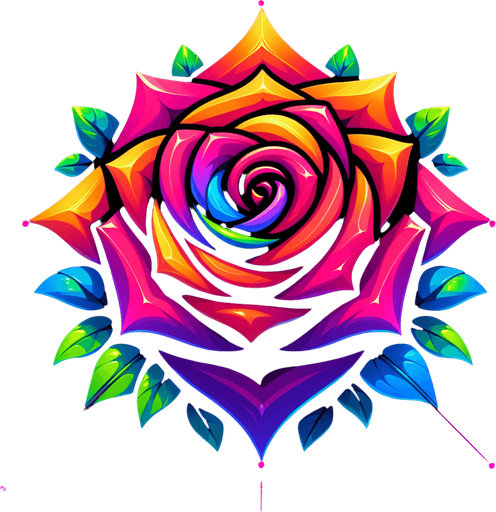 Add a glowing square shaped blooming delicious multicolour vibrant rose.
Single Game Texture. In-Game asset. 2d. Blank background. High contrast. No shadows.
