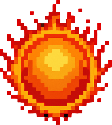 A round fireball projectile. Straight on view as if it’s coming straight towards the camera. Retro pixel art..
In-Game asset.  2d.  High contrast.  No shadows
