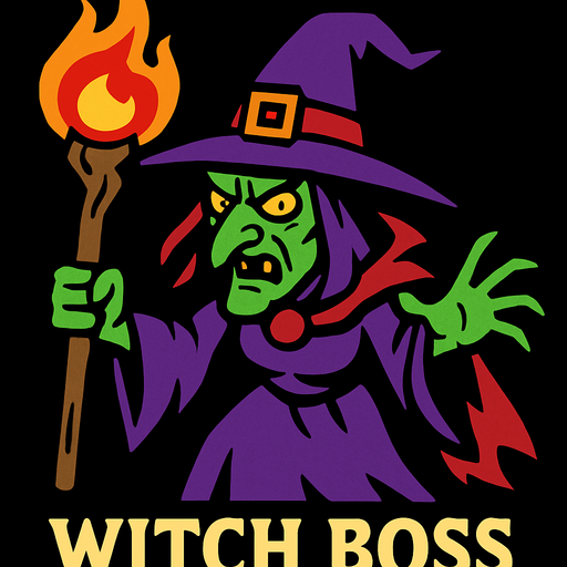 cadı boss.
In-Game asset.  2d.  High contrast.  No shadows