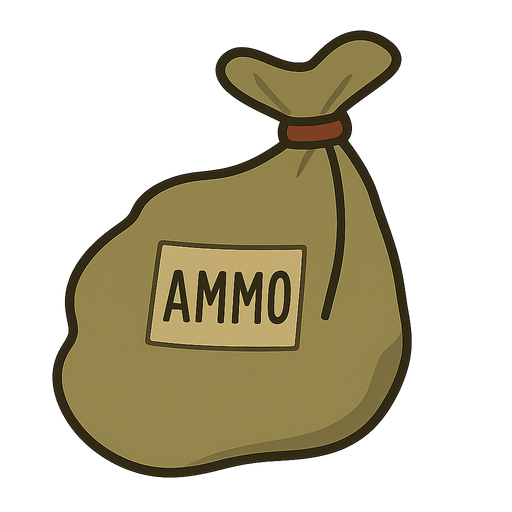 2D ammo pack. No background. Transparent background. Blank background. No shadows. 2d. In-Game asset. flat