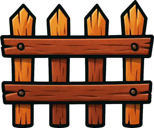 Fark fence.
In-Game asset.  2d.  High contrast.  No shadows