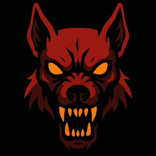 2d mysterious and scary hellhound character's head.
In-Game asset.  2d.  High contrast.  No shadows