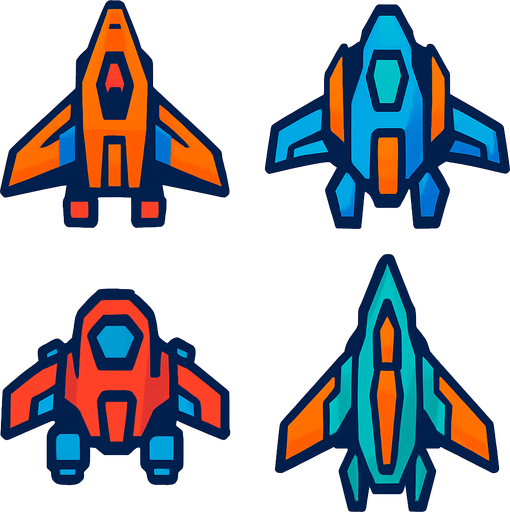 spaceships.
In-Game asset.  2d.  High contrast.  No shadows