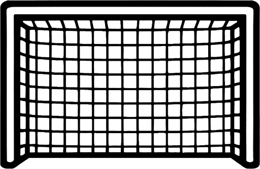 Yatay, beyaz, dikdörtgen futbol kalesi filesi.
In-Game asset.  2d.  High contrast.  No shadows