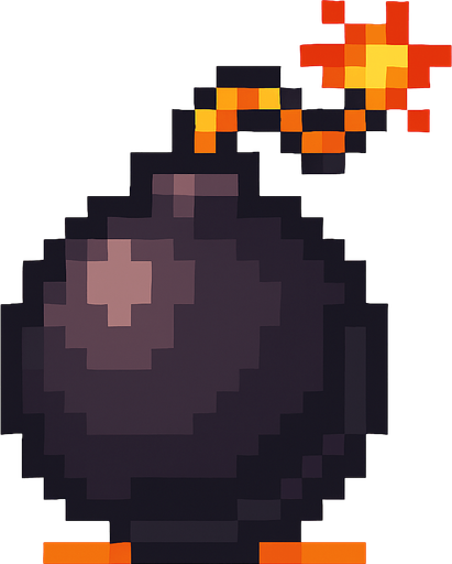 a pixel art of a bomb.
In-Game asset.  2d.  High contrast.  No shadows