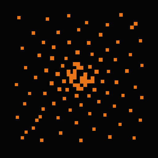 Particles are scattered around scattered particles pixel art less pixel.
In-Game asset.  2d.  High contrast.  No shadows