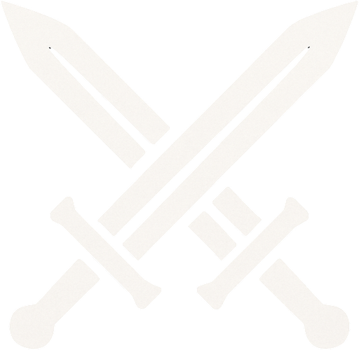 2 çapraz bir birne girmiş kılıç simgesi olacak beyaz olsun.
In-Game asset.  2d.  High contrast.  No shadows