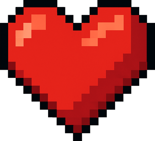 Piksel Kalp Resmi.
In-Game asset.  2d.  High contrast.  No shadows