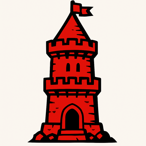 Red tower.
In-Game asset.  2d.  High contrast.  No shadows
