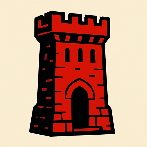 Red tower.
In-Game asset.  2d.  High contrast.  No shadows
