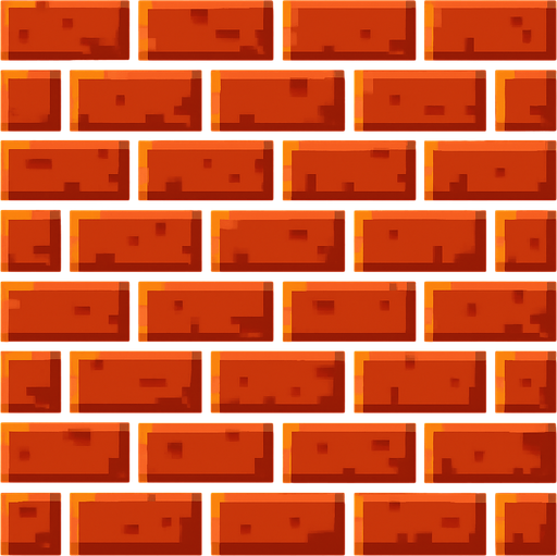 hd çözünrülükte atari tarzı tuğla duvar.
In-Game asset.  2d.  High contrast.  No shadows
