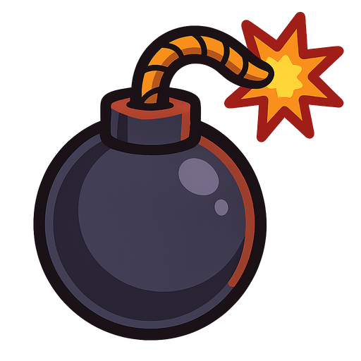 Bomb.
Single Game Texture.  In-Game asset.  2d.  Blank background.  High contrast.  No shadows