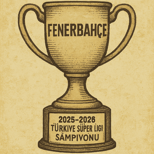 2025 - 2026 Türkiye Süper Ligi Şampiyonu Kupası oluştur , kupanınn üstünde FENERBAHÇE yazsın. soluk renklerde olsun , retro temada olsun 
In-Game asset.  2d.  High contrast.  No shadows
