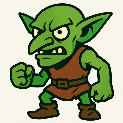 goblin.
In-Game asset.  2d.  High contrast.  No shadows