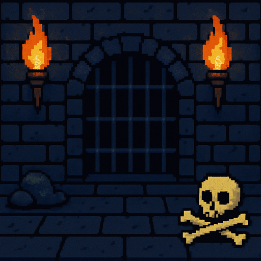 Make it retro pixelart arcade style and also aligne the torches