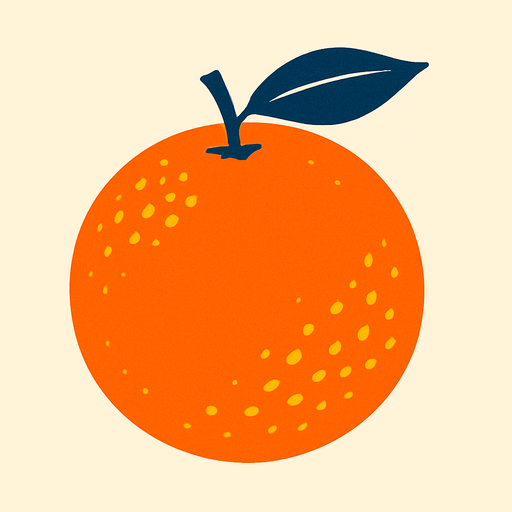 An orange.
2d.  High contrast.  No shadows