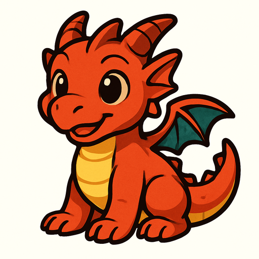 Chiot dragon (animal).
In-Game asset.  2d.  High contrast.  No shadows