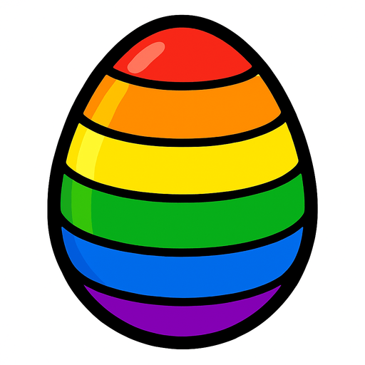A Rainbow egg.
In-Game asset.  2d.  High contrast.  No shadows