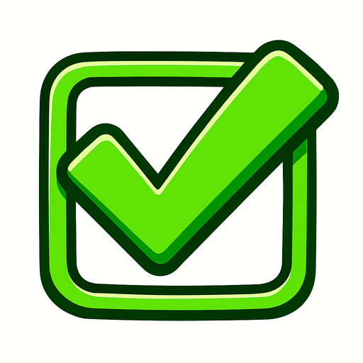 green check.
In-Game asset.  2d.  High contrast.  No shadows