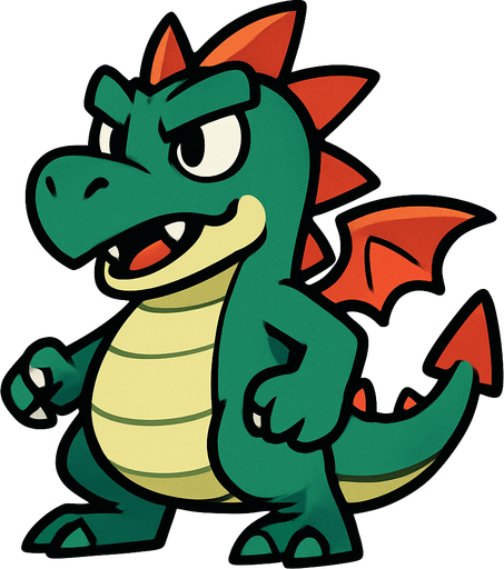 Mazz le dragon.
In-Game asset.  2d.  High contrast.  No shadows