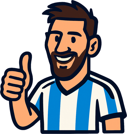 messi is making thumbsup.
In-Game asset.  2d.  High contrast.  No shadows