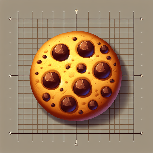 Chocolate chip cookie.
Single Game Texture.  In-Game asset.  2d.  Blank background.  High contrast.  No shadows