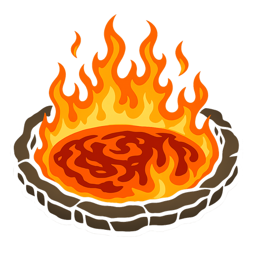 pool of fire with top down view.
In-Game asset.  2d.  High contrast.  No shadows