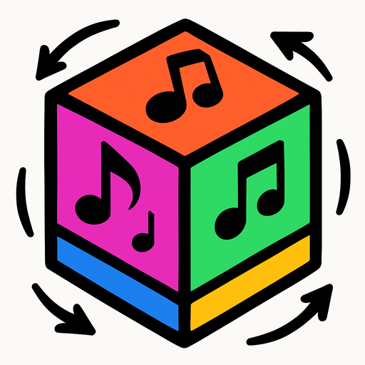 a prismatic rotating cube with notes inside.
In-Game asset.  2d.  High contrast.  No shadows