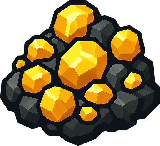 Gold ore poxart.
In-Game asset.  2d.  High contrast.  No shadows