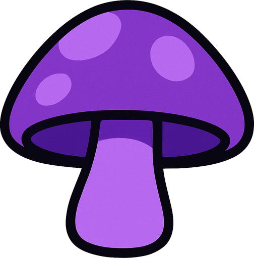Purple mushroom.
In-Game asset.  2d.  High contrast.  No shadows. Very simple