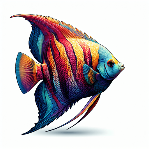 A realistic Angelfish.
Single Game Texture. In-Game asset. 2d. Blank background. High contrast. No shadows.