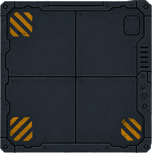 A metal plate working as the ground for a space station.
In-Game asset.  2d.  High contrast.  No shadows