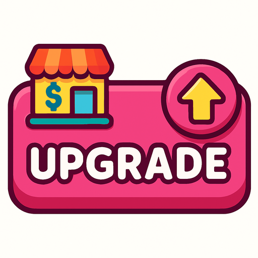 button upgrade level of business is sweetie
In-Game asset.  2d.  High contrast.  No shadows