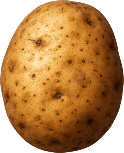 ultra realistic potato.
In-Game asset.  2d.  High contrast.  No shadows